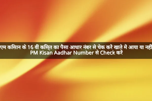 पीएम किसान के 16 वीं किस्त का पैसा आधार नंबर से चेक करें खाते में आया या नहीं | PM Kisan Aadhar Number से Check करें