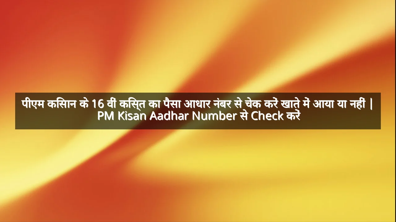 पीएम किसान के 16 वीं किस्त का पैसा आधार नंबर से चेक करें खाते में आया या नहीं | PM Kisan Aadhar Number से Check करें